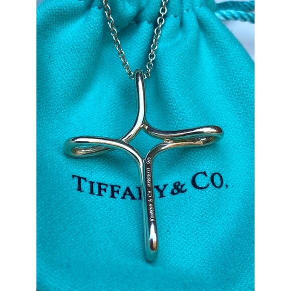 Tiffany & Co Elsa Peretti Infinity Cross Pendant Necklace-18" - Picture 1 of 9